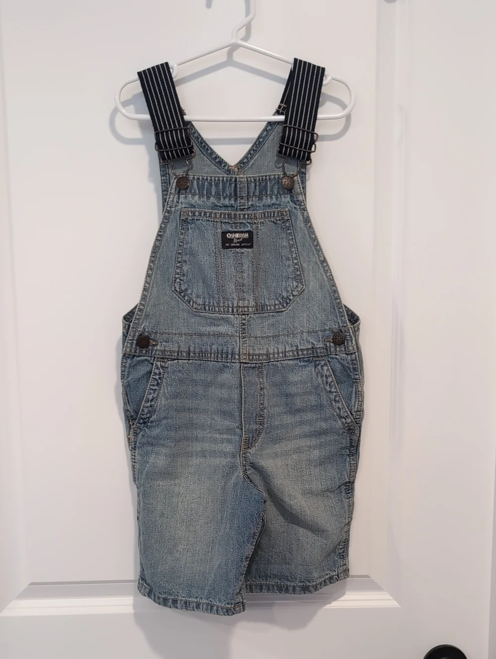 OshKosh B'gosh Denim Shortalls with Navy Striped Straps